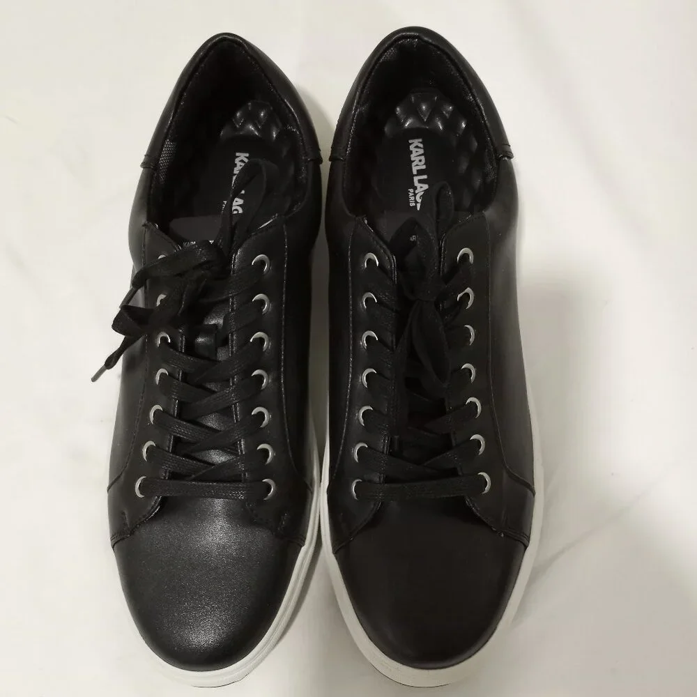KARL LAGERFELD PARIS MEN'S LEATHER LOW TOP SNEAKER SIZE 13